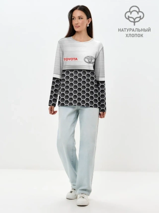 Лонгслив женский. Хлопок / Toyota | Стальная решетка