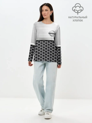 Лонгслив женский. Хлопок / Nissan | Стальная решетка