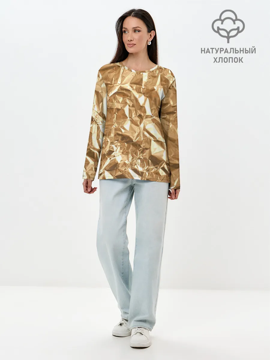 Лонгслив женский. Хлопок / Мятая Фольга