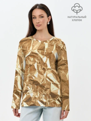 Лонгслив женский. Хлопок / Мятая Фольга