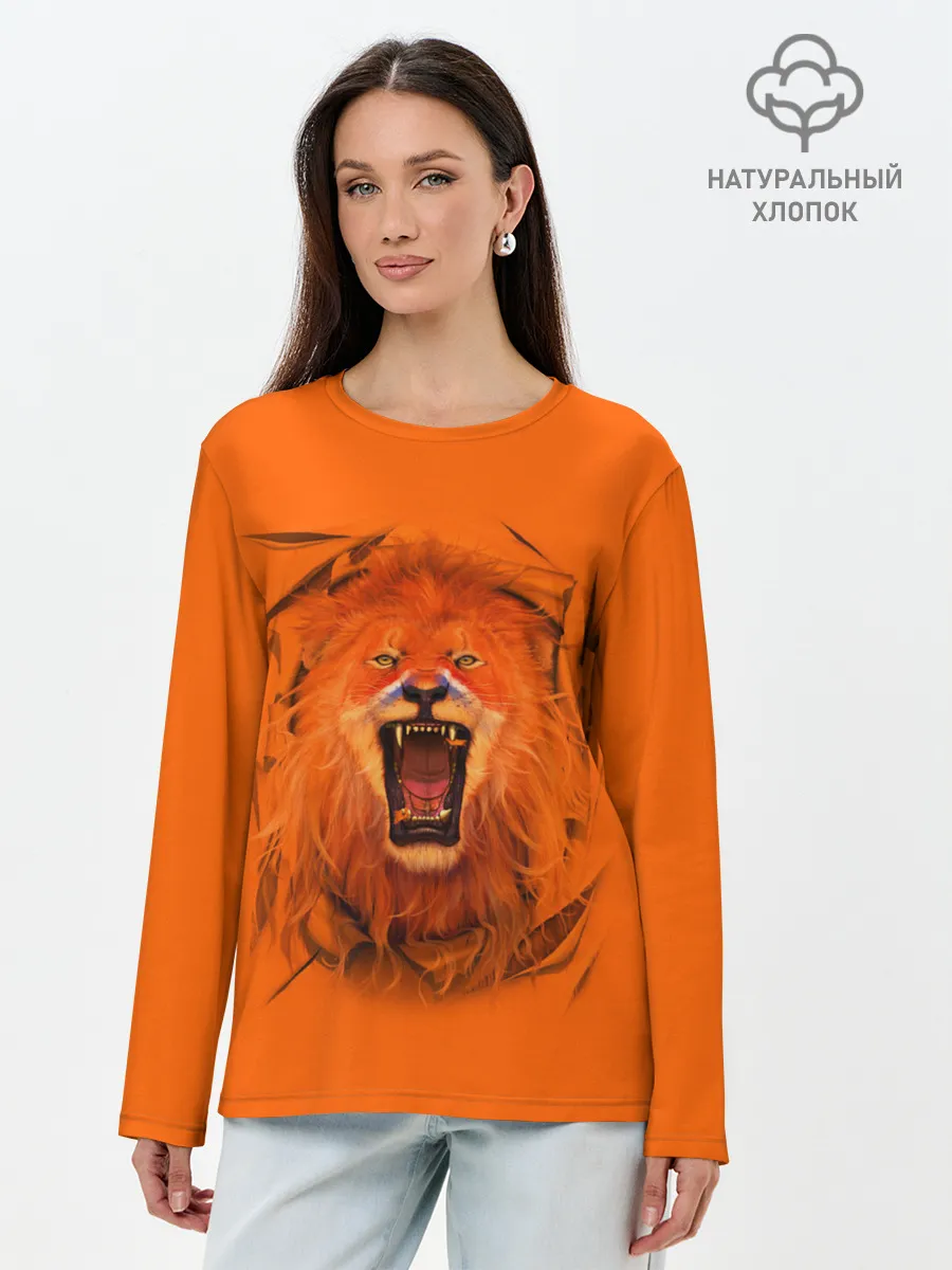 Лонгслив женский. Хлопок / ЛЕВ СКВОЗЬ ТКАНЬ