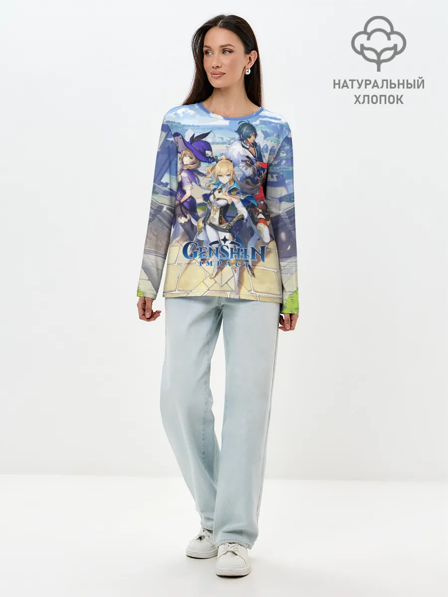 Лонгслив женский. Хлопок / Genshin Impact: Ци Ци.