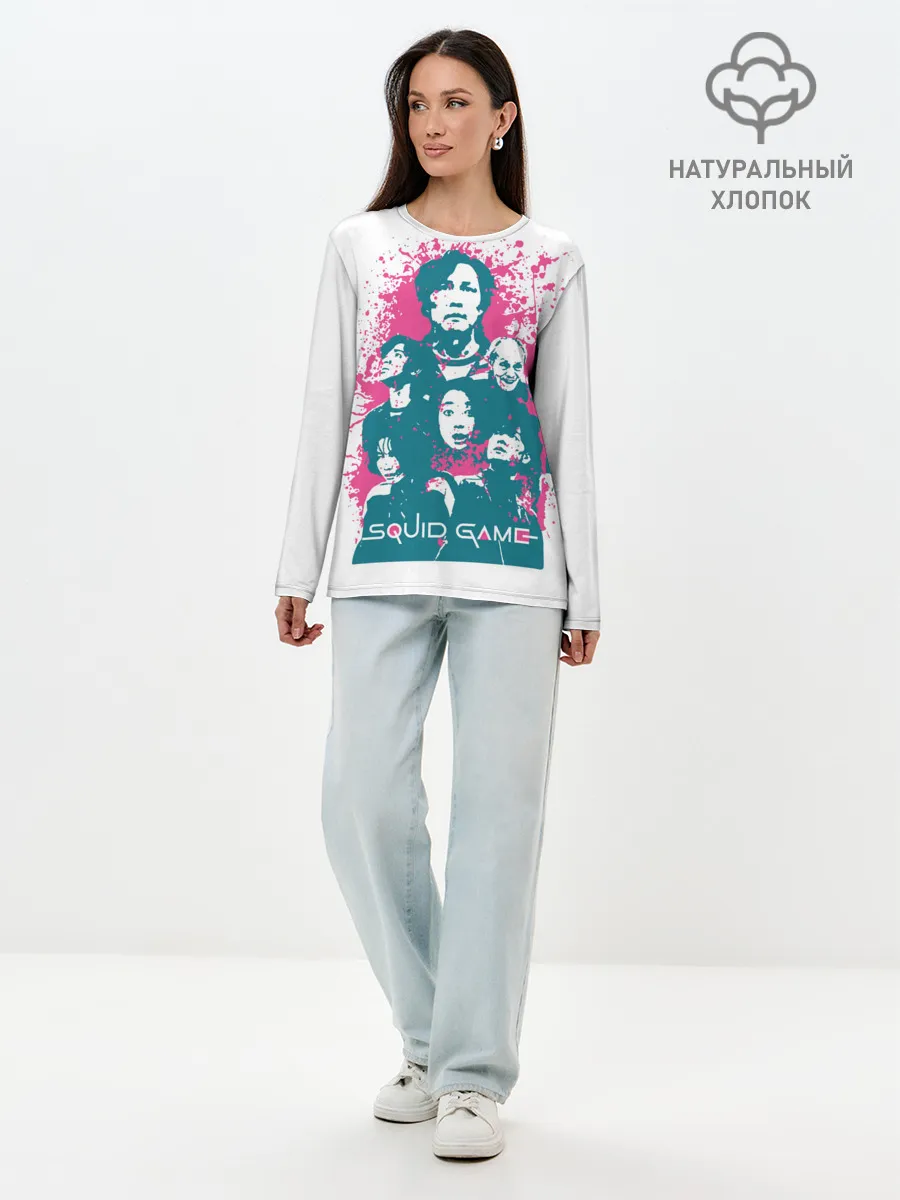 Лонгслив женский. Хлопок / Игра в кальмара: лучшие игроки