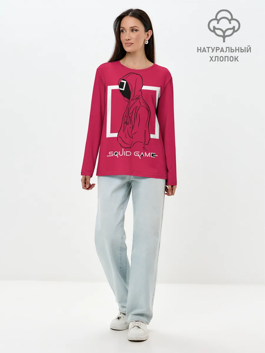 Лонгслив женский. Хлопок / Игра в кальмара: стражник квадрат