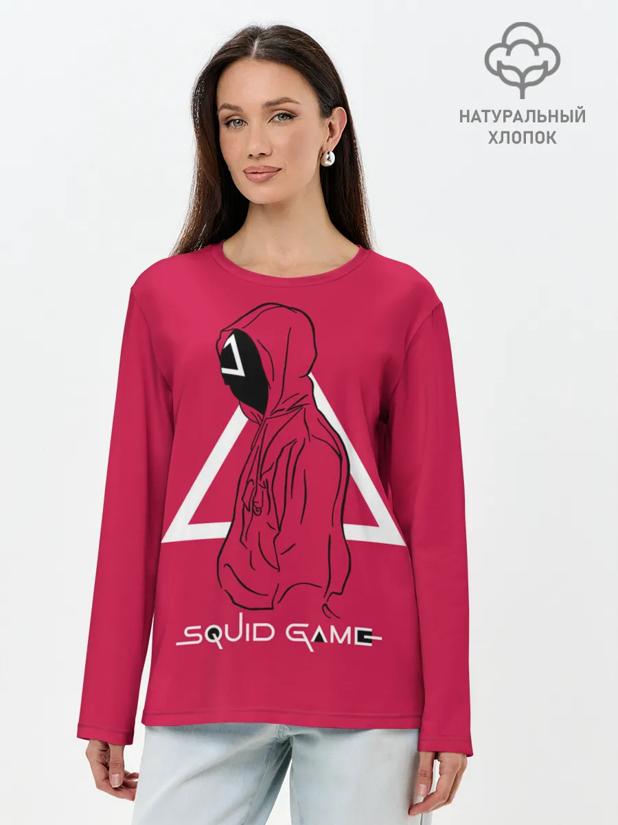 Лонгслив женский. Хлопок / Игра в кальмара: стражник треугольник