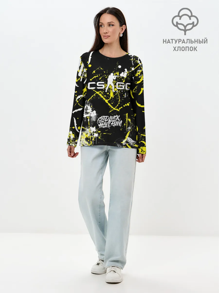 Лонгслив женский. Хлопок / CS:GO Брызги красок