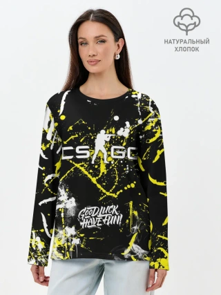 Лонгслив женский. Хлопок / CS:GO Брызги красок