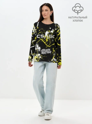 Лонгслив женский. Хлопок / CS:GO Брызги красок