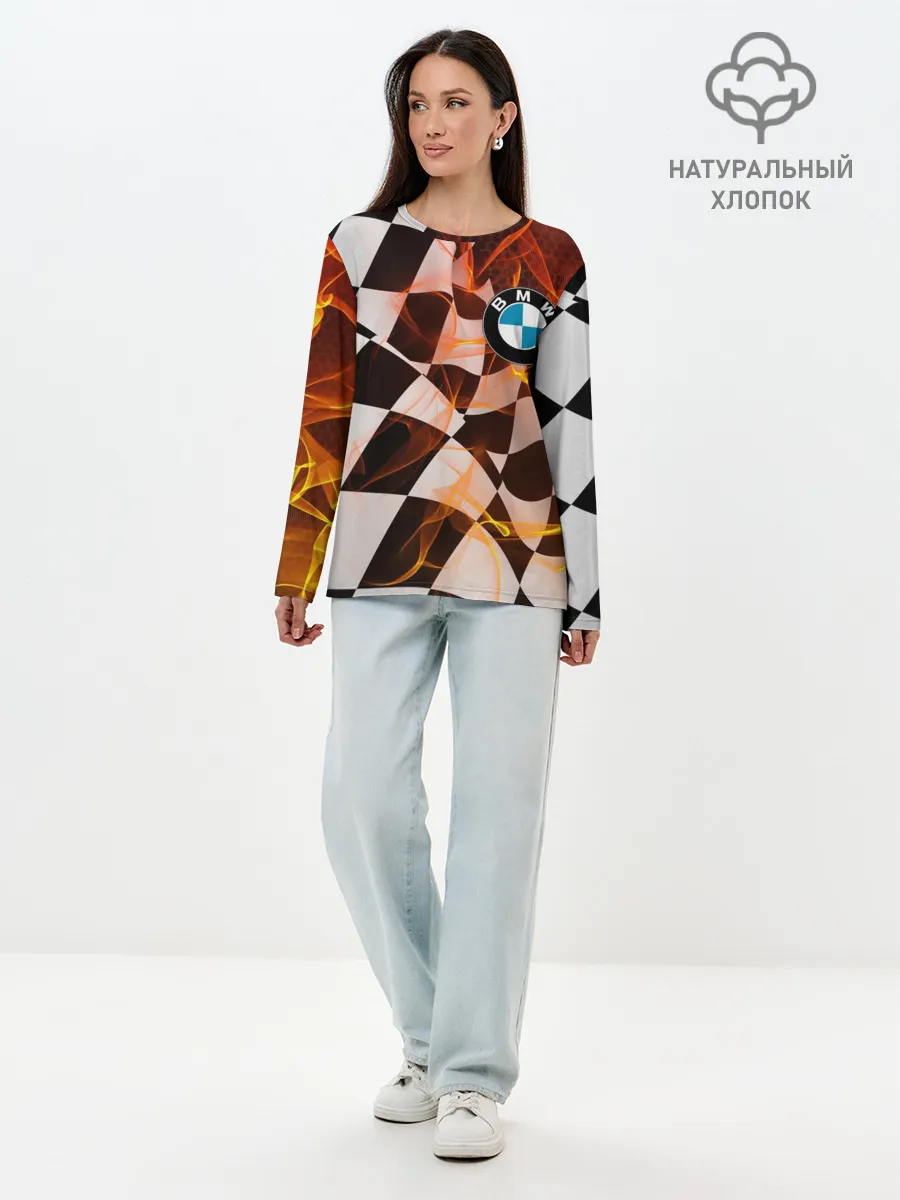 Лонгслив женский. Хлопок / BMW RACING / FIRE RACING