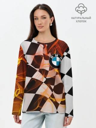 Лонгслив женский. Хлопок / BMW RACING / FIRE RACING