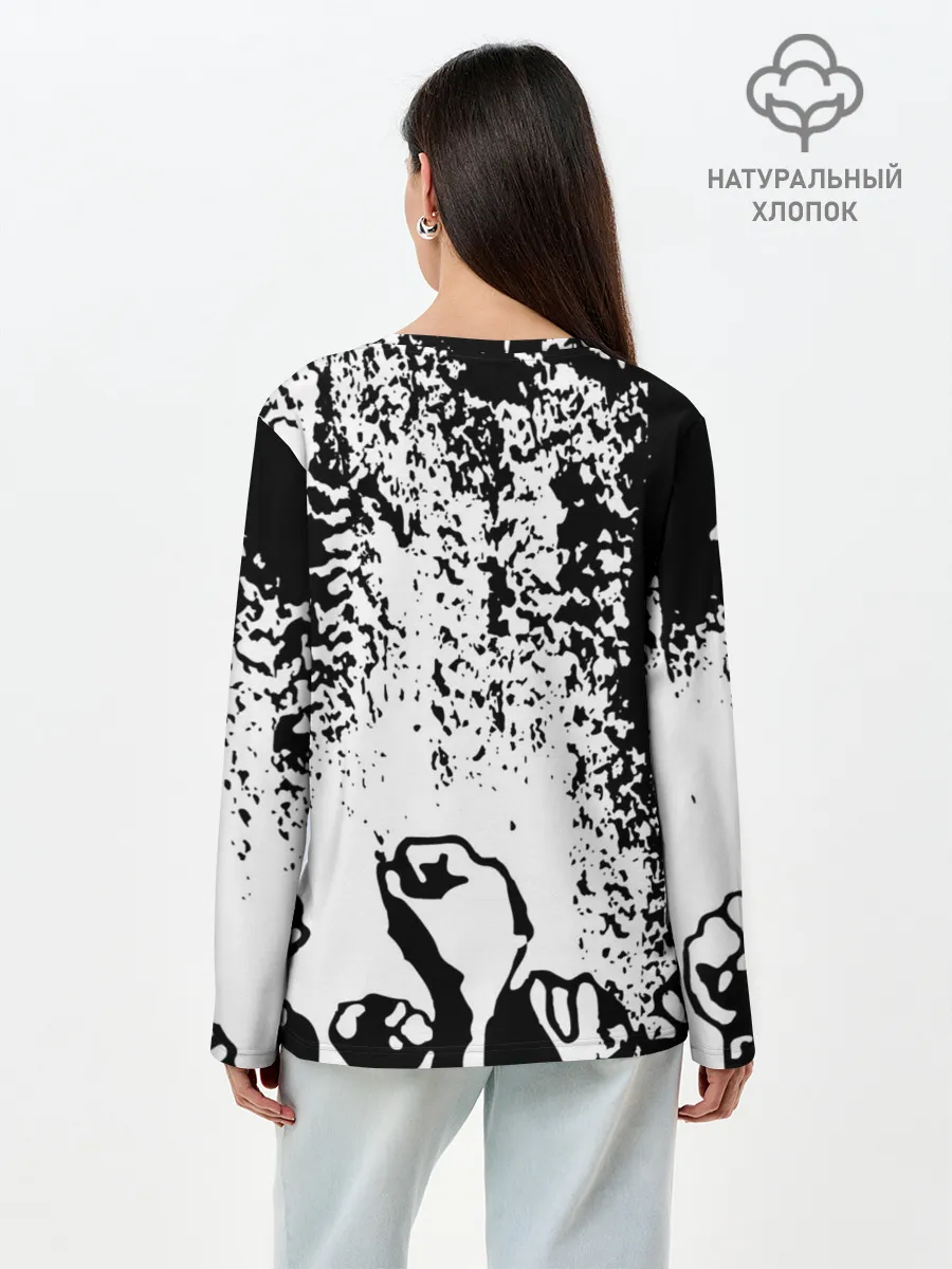 Лонгслив женский. Хлопок / АНАРХИЯ / РЕВОЛЮЦИЯ,