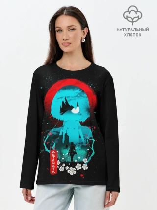 Лонгслив женский. Хлопок / Nier: Automata, YoRHa No 2 Type B