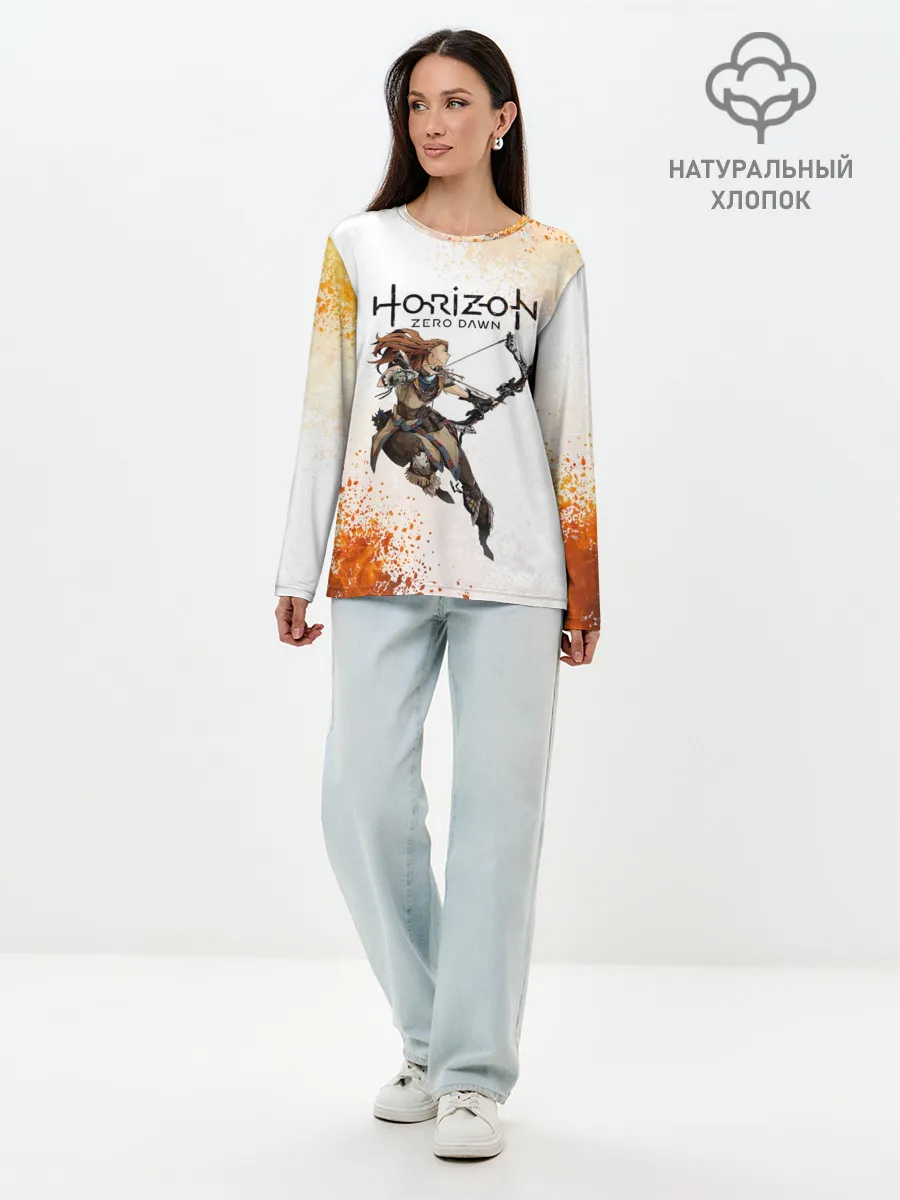 Лонгслив женский. Хлопок / ЭЛОЙ | ГОРИЗОНТ НУЛЕВОЙ РАССВЕТ