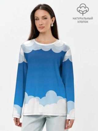 Лонгслив женский. Хлопок / Полёт в облаках