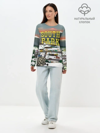 Лонгслив женский. Хлопок / Южный Парк разрушенный город