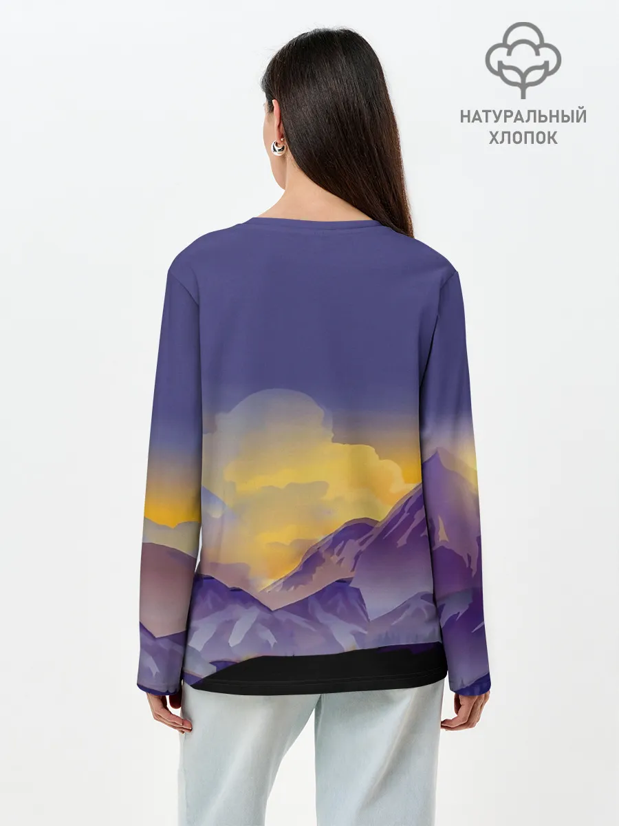 Лонгслив женский. Хлопок / Эпичный Картман в горах | Южный Парк