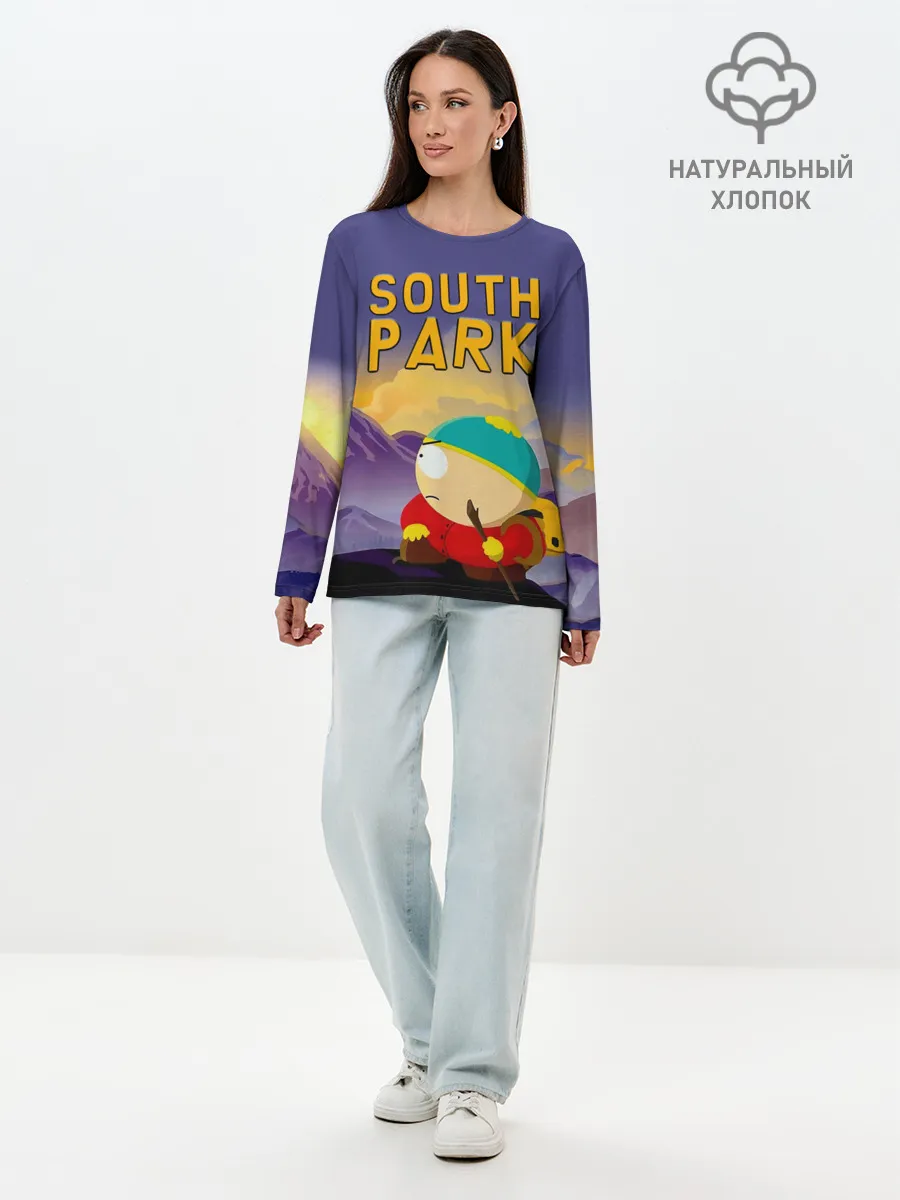 Лонгслив женский. Хлопок / Эпичный Картман в горах | Южный Парк