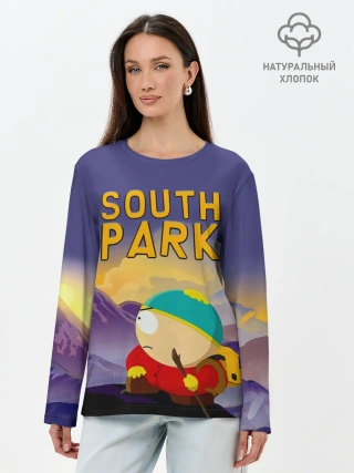 Лонгслив женский. Хлопок / Эпичный Картман в горах | Южный Парк