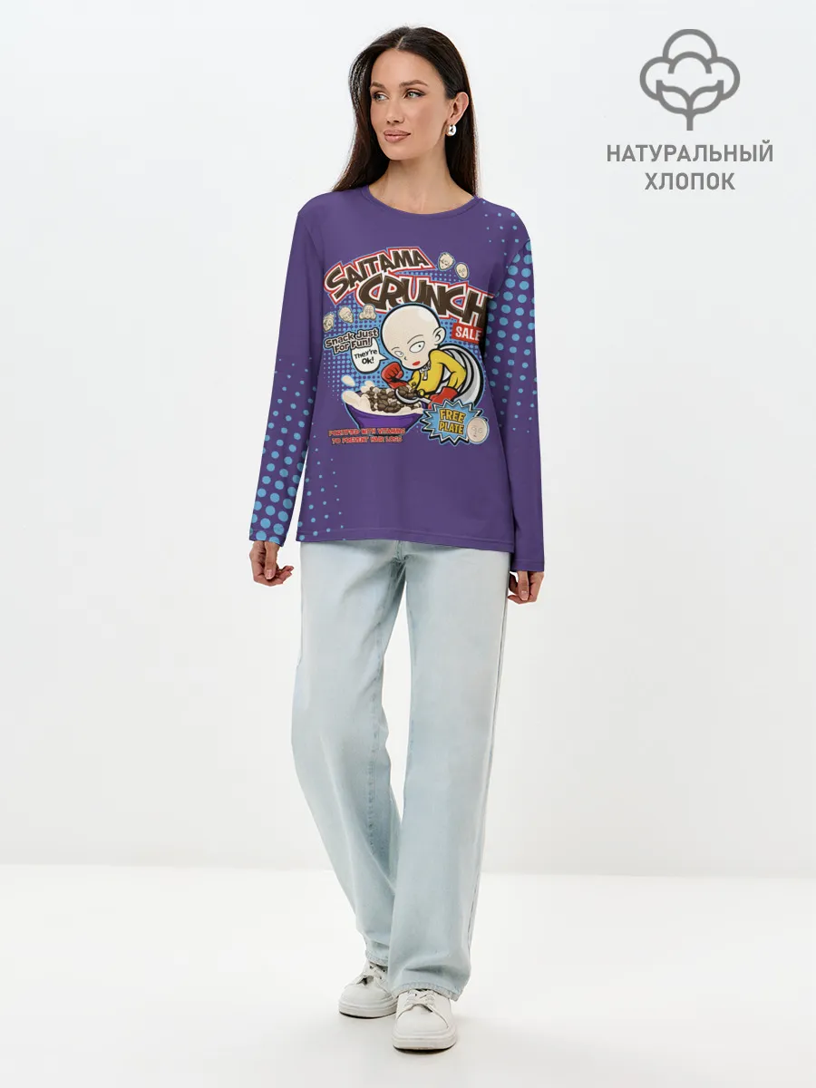 Лонгслив женский. Хлопок / Saitama crunch One Punch-Man