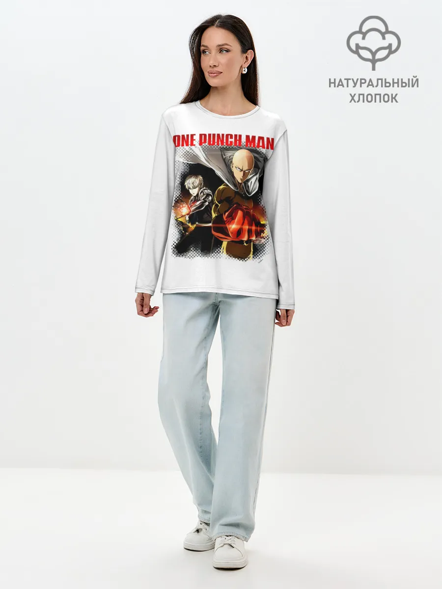 Лонгслив женский. Хлопок / Сайтама и Генос One Punch-Man