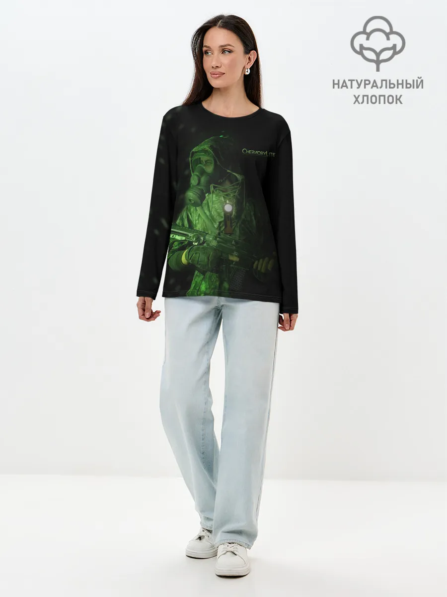Лонгслив женский. Хлопок / Чернобылит | Chernobylite