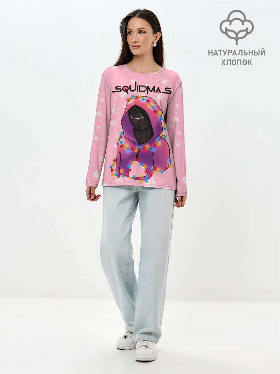 Лонгслив женский. Хлопок / Страж в гирлянде