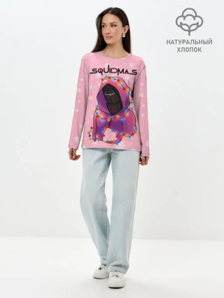 Лонгслив женский. Хлопок / Страж в гирлянде