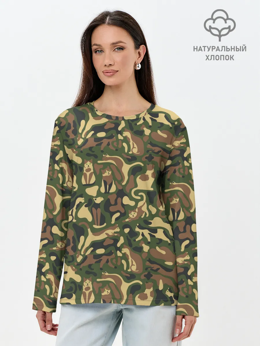 Лонгслив женский. Хлопок / Коты и Кошки