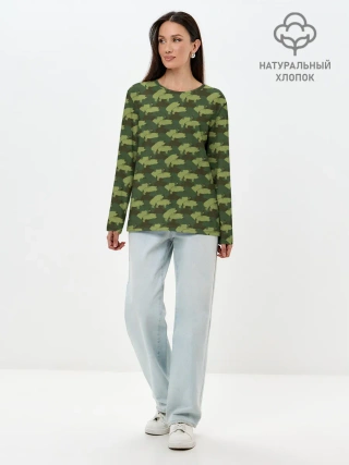 Лонгслив женский. Хлопок / Свиньи 18+