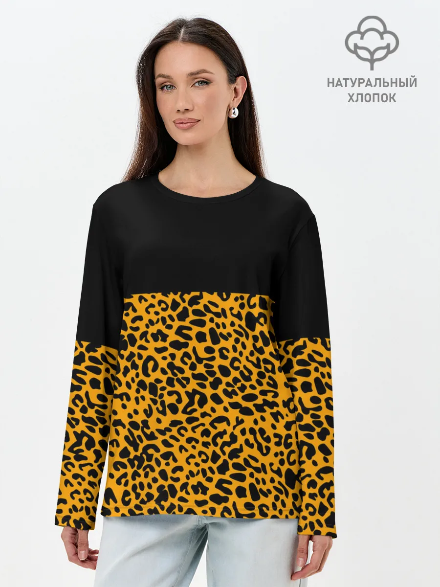 Лонгслив женский. Хлопок / СТИЛЬ ЛЕОПАРДА