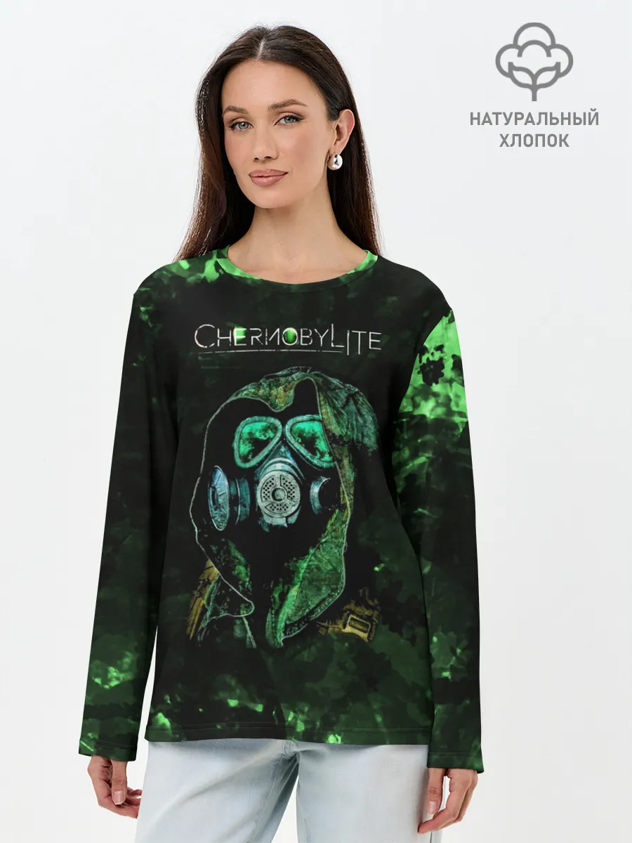 Лонгслив женский. Хлопок / Чернобылит / Chernobylite