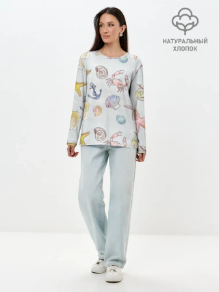 Лонгслив женский. Хлопок / морские ляльки