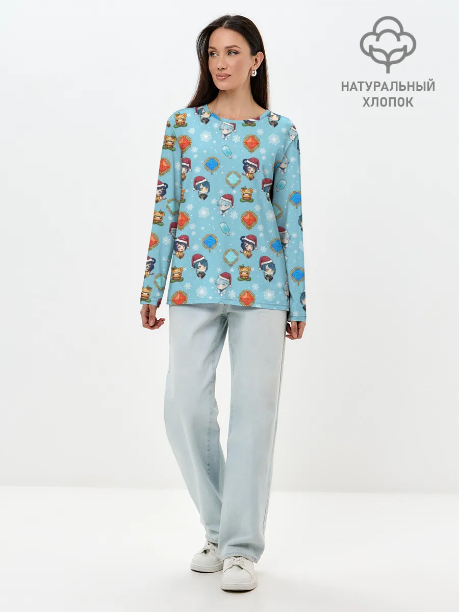 Лонгслив женский. Хлопок / Genshin Impact Pattern