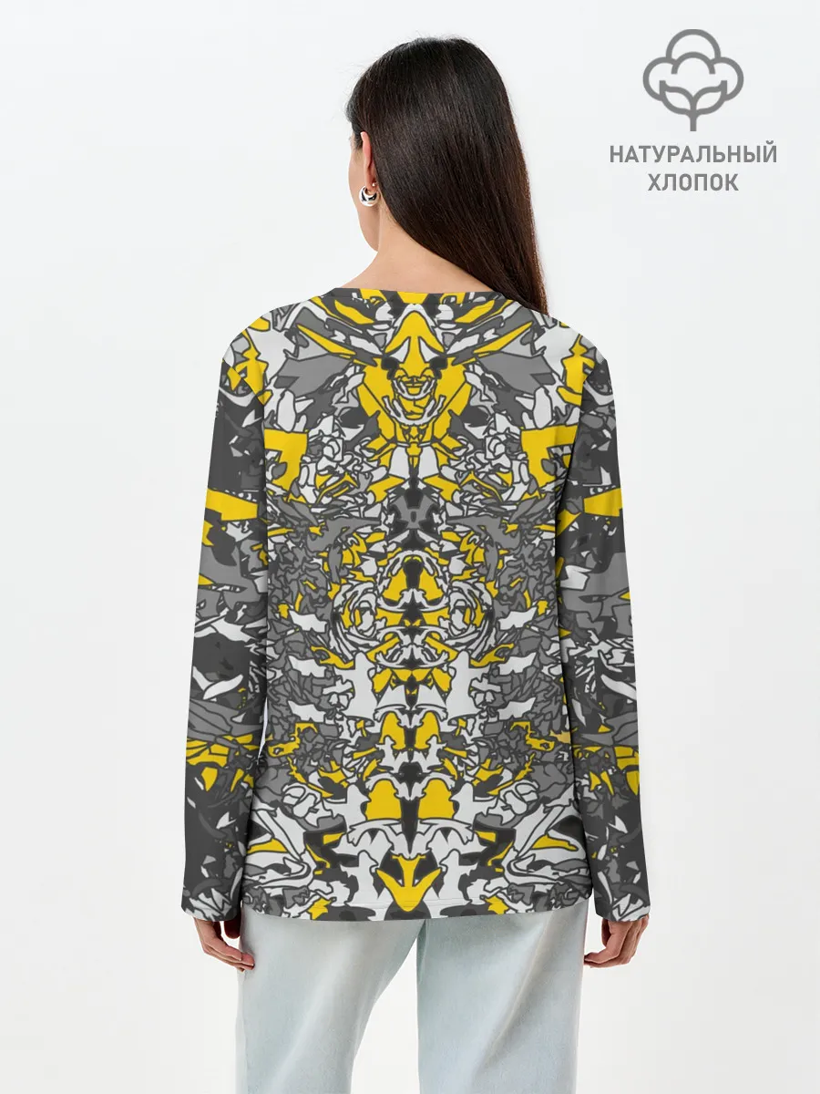 Лонгслив женский. Хлопок / Жёлтый каменный дракон