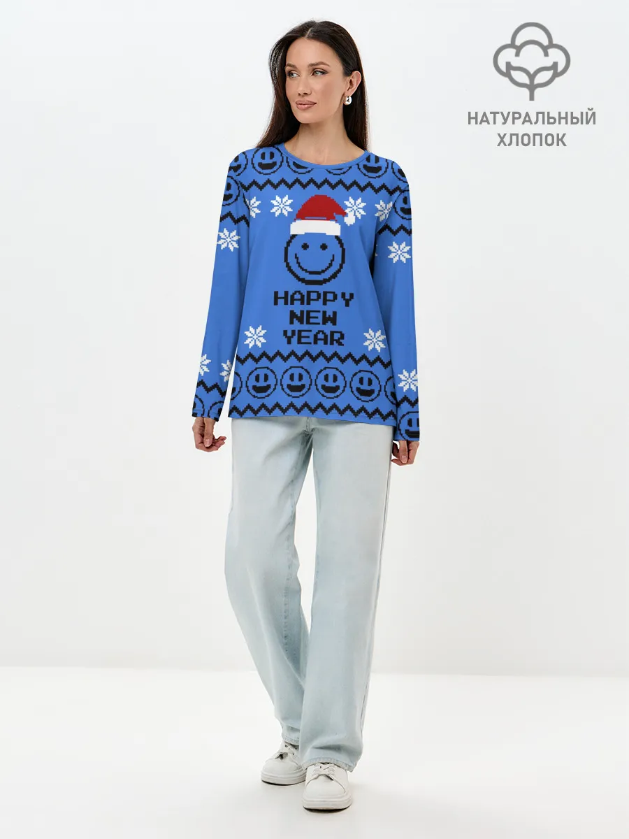 Лонгслив женский. Хлопок / Свитер смайл