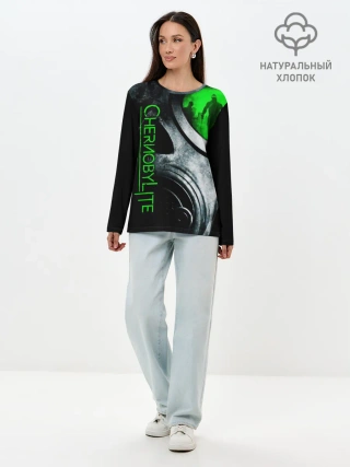 Лонгслив женский. Хлопок / Chernobylite маска сталкера