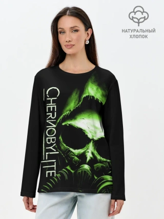 Лонгслив женский. Хлопок / Chernobylite, Чёрный сталкер