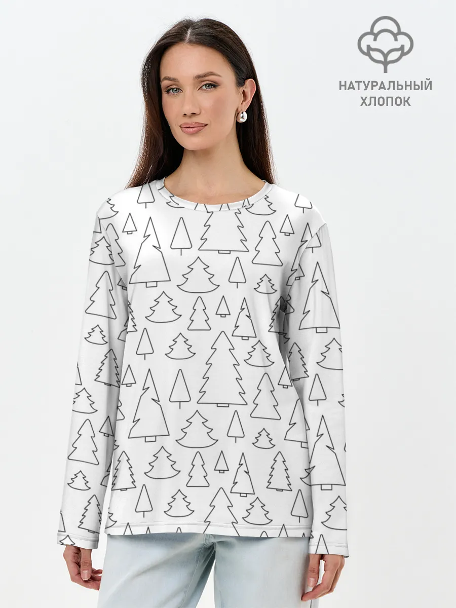 Лонгслив женский. Хлопок / Простые елочки