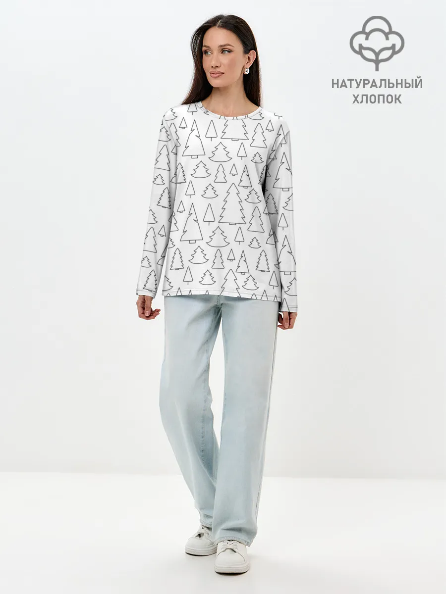 Лонгслив женский. Хлопок / Простые елочки