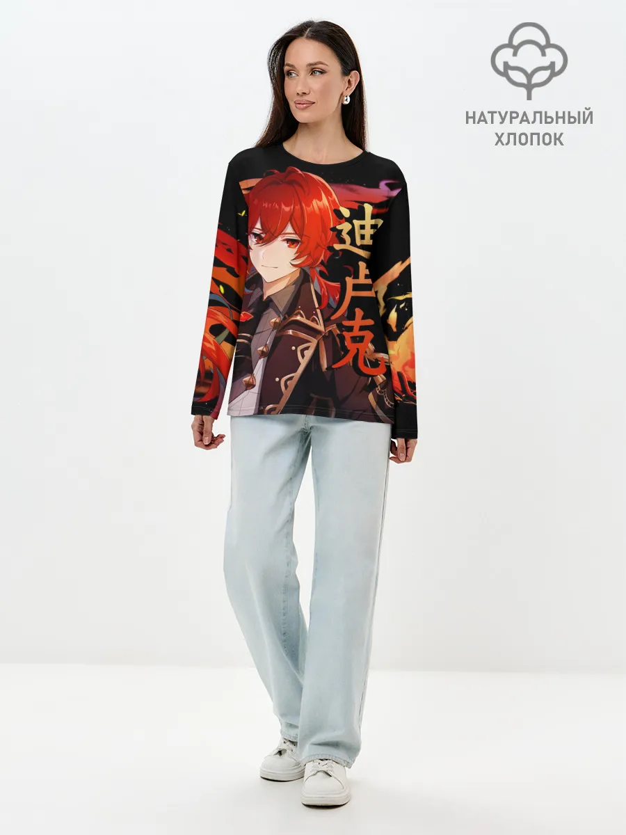 Лонгслив женский. Хлопок / Genshin Impact - Дилюк