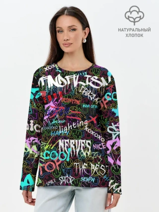 Лонгслив женский. Хлопок / neon graffiti | Smile