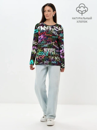 Лонгслив женский. Хлопок / neon graffiti | Smile