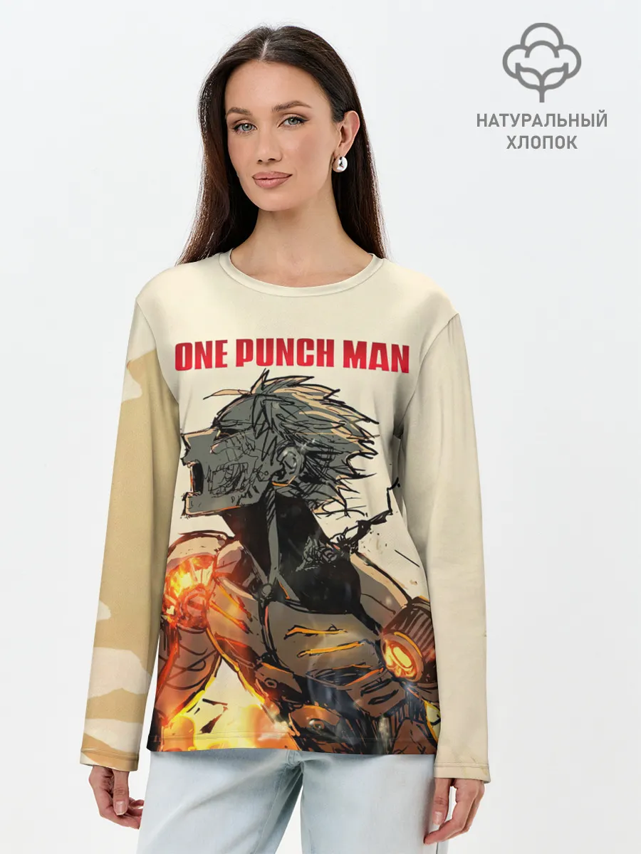 Лонгслив женский. Хлопок / Разрушение Геноса One Punch-Man