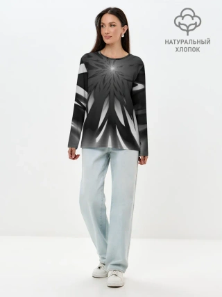 Лонгслив женский. Хлопок / Абстракция 353-3