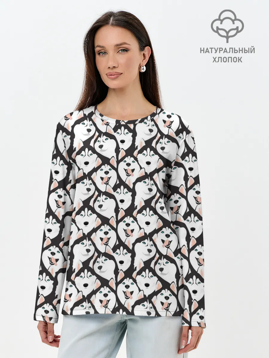 Лонгслив женский. Хлопок / Сибирский Хаски