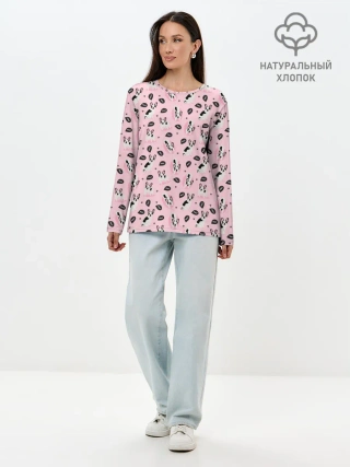 Лонгслив женский. Хлопок / Бульдог Французский