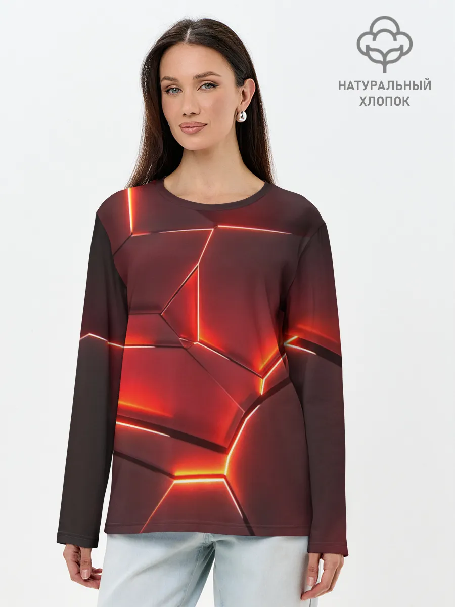 Лонгслив женский. Хлопок / ПЛИТЫ НА НЕОНЕ