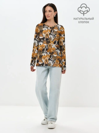 Лонгслив женский. Хлопок / Разные Собаки