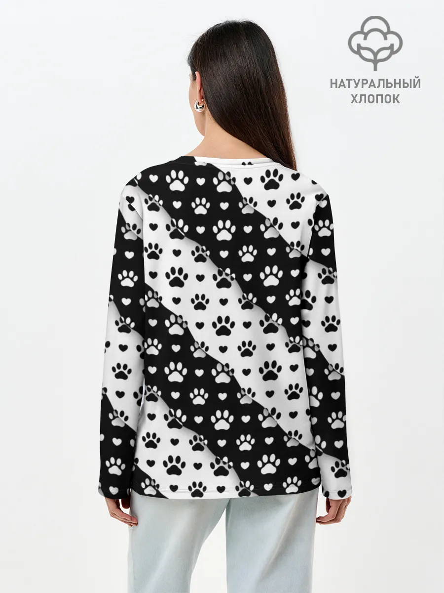 Лонгслив женский. Хлопок / Следы от Лап