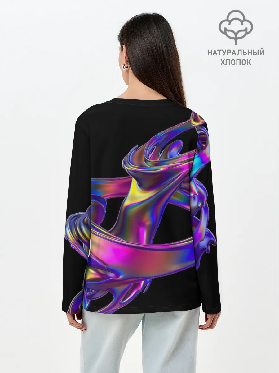 Лонгслив женский. Хлопок / Голографический ураган